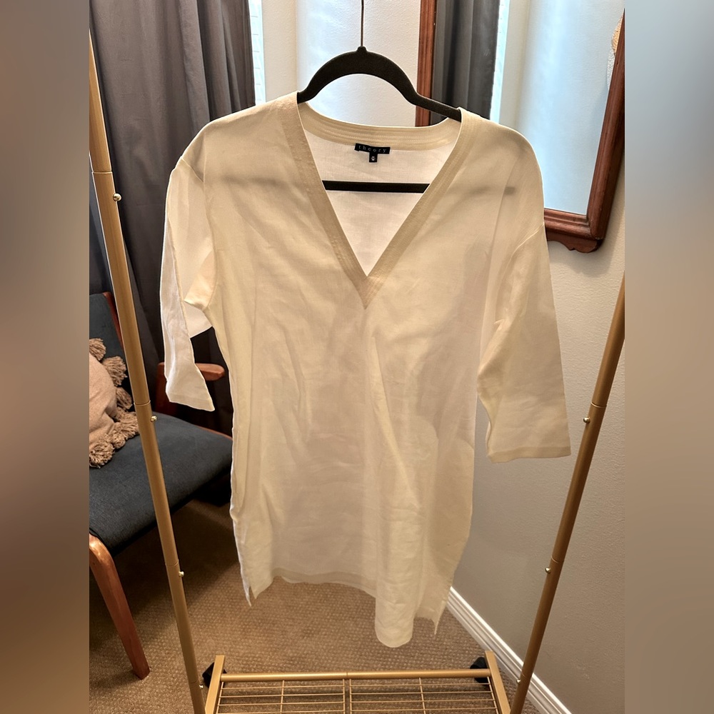 Theory White V Resort Dress Size M